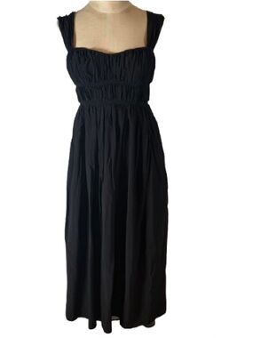 Rue Sophie Womens Black Smocked Layla Midi Dress  with Wide straps Revolve XS